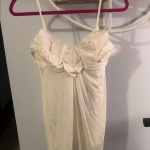 NWT Max Azria Women's Small S Pleated Top Tank Taffeta Cream